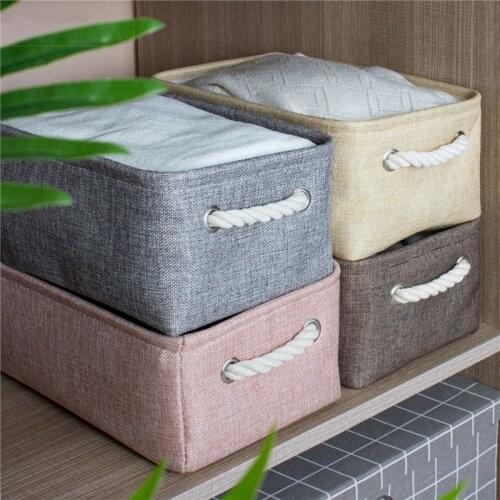 Linen Storage Basket with Side Handles Simple Style Color Block Stackable Sundries Basket Box