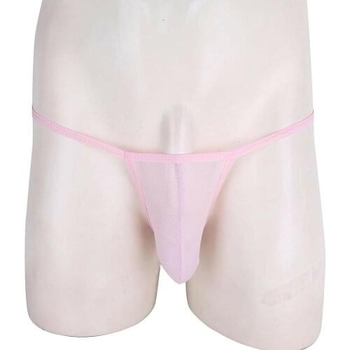 Micro Bikini Mens G String Cover Penis Transparent Thong Low Rise Briefs Underwear T-Back Erotic Hombre Male Lingerie Tanga