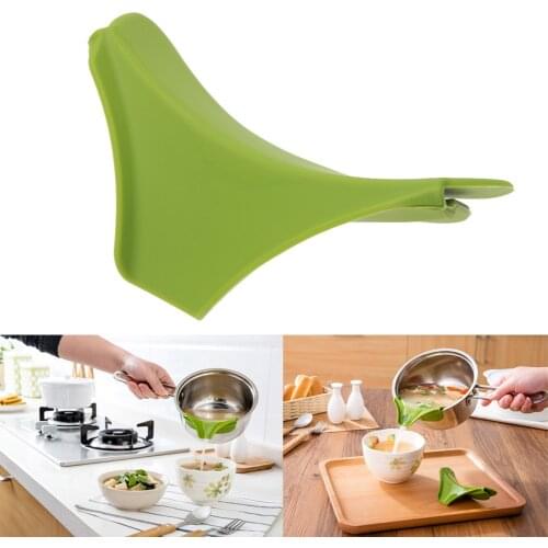Anti-spill Funnel Multi-function Silicone Slip On Pour Soup Spout Funnel for Pots Pans Bowls Jars Kitchen Tools
