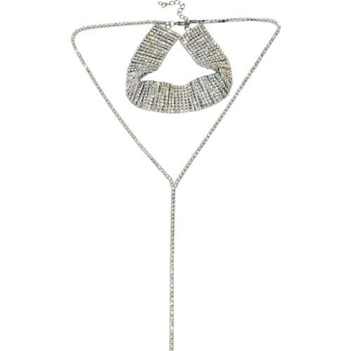 2021 Trendy Double Layer Sparkling Diamond Necklace Chain Necklace for Women Accessories Fashion Jewellery