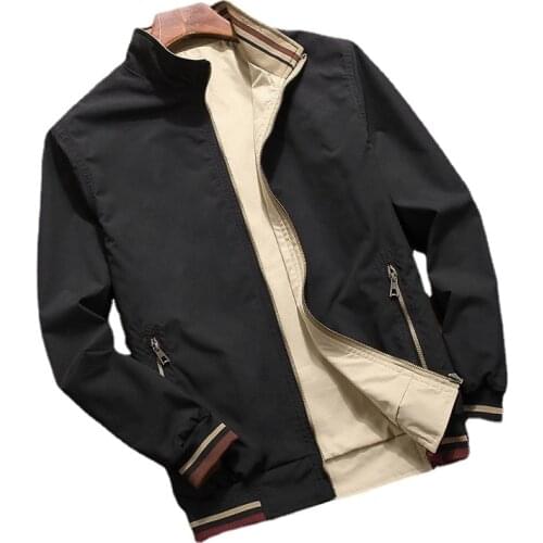 BROWON Jacket Men Spring Autumn 2021 New Mens Double Sided Wear Stand Collar Casual Jacket Youth Trend Jacket for Men Clothing