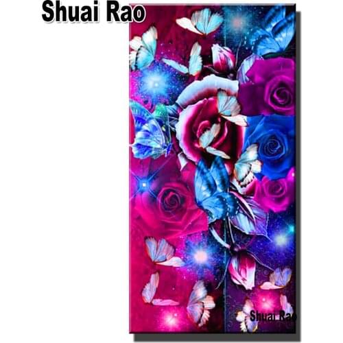 Diy Complete Diamond Painting Rose Butterflies 3d Picture diamond embroidery rhinestone Fantasy Flower Diamond mosaic New Gift
