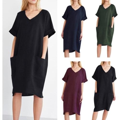 New summer 2020 European and American temperament womens collage short sleeve V-neck A-word skirt dress