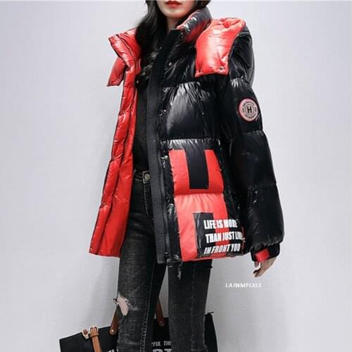 2021 Winter 90% White Duck Down Women Down Jacket Fashion Oversize Letter Warm Hooded High Quality Street Women Puffer Jacket