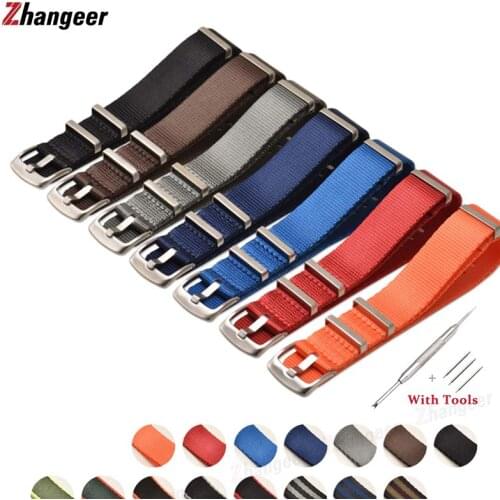 Premium Quality Nylon Nato Strap 18mm 20mm 22mm 24mm Wrist Strap Sport WatchBand Replacement Zulu Striped Elastic Nylon Bracelet