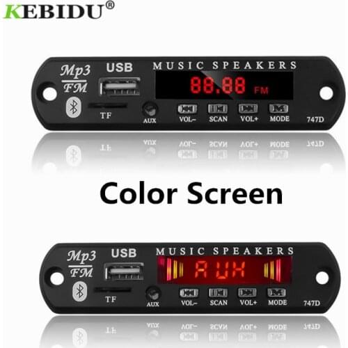 KEBIDU Standard Wireless Bluetooth 12V MP3 WMA Decoder Board Audio Module TF USB FM Radio For Car Color Screen Remote Controller