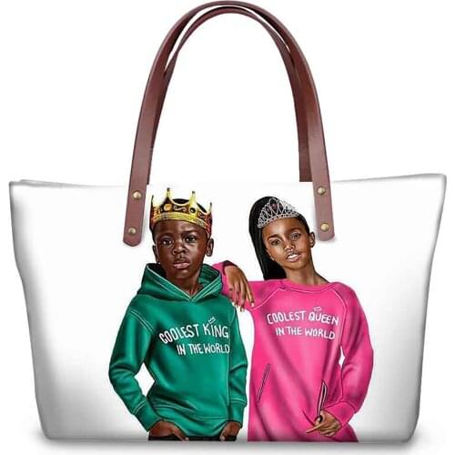 Women Afro Boys girls King queen Printing Shoulder Messenger Bags Large Handbags Femme Sac A Dos Handle Bags Art Women Bag 2021