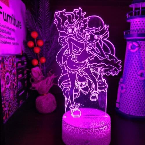 Anime 3d LED Night Light Pokemon Sun & Moon Mallow LED Light for Children Touch Sencor 3D Acrylic Table Lamp Pokemon Kids Gifts