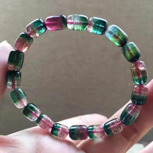 Tourmaline barrel Beads 11 x 7mm watermelon barrel beads near glass natural crysta Bracelet
