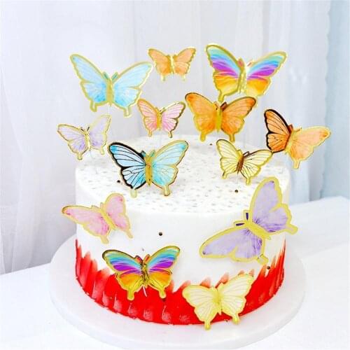 Butterfly Cake Topper Bronzing Wedding Party Birthday Cake Topper Cake Decoration Tools Party Baking Decoration Supply
