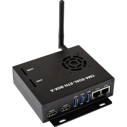 Waveshare Dual Gigabit Ethernet Mini-Computer Based on Raspberry Pi Compute Module 4 (NOT Included), Metal Case,with Cooling Fan