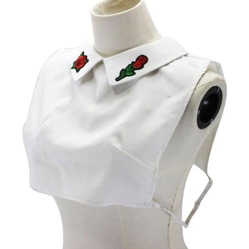 Rose cloth cute Crystal Tree Peter Pan Decoration White False collar Ladies shirt Spangled Pearl Starry lace cotton collar