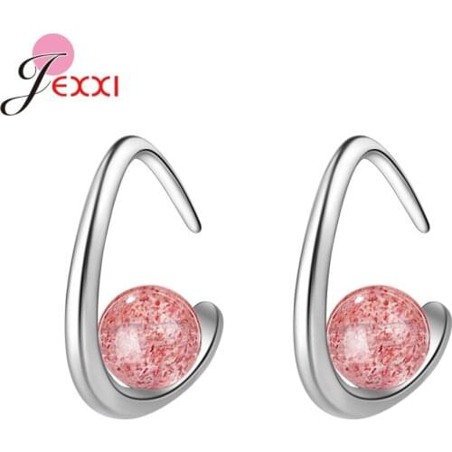 Small Cute Natural Strawberry Crystal Moonstone 925 Sterling Silver Fashion Earrings For Women Statement New Year Gifts Jewelry