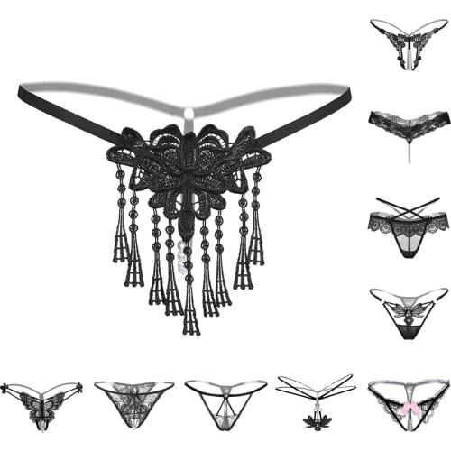 2021 Ladies Thong Sexy Panties Thong Lace Tassel Bow Hollow Out Women Briefs Underwear Cozy Charm Black Series Lanière Стринги A