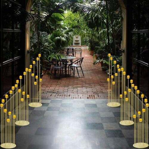 10pcs)Gold Candle Holders Centerpiece Tall Floor Candelabra for Wedding Decor wedding stage qq490