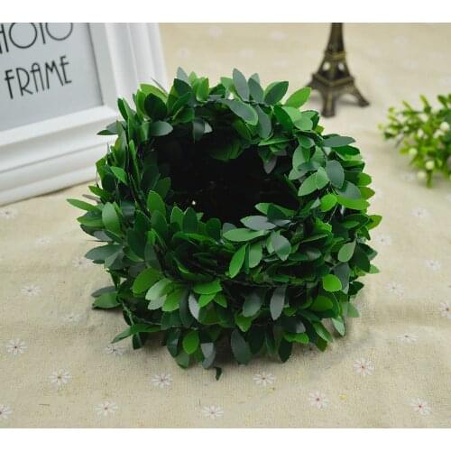 100CM/lot Silk Green Leaf Fake Plastic Iron Rattan Christmas Wreath For Home Decor Wedding Diy Garland Gifts Artificial Flowers