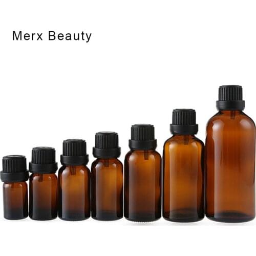 5-100ml 1 Ctn Portable Black Cover Drip Plug Tan Glass Dropper Essential Oil Bottles Cosmetics Container Travel Container