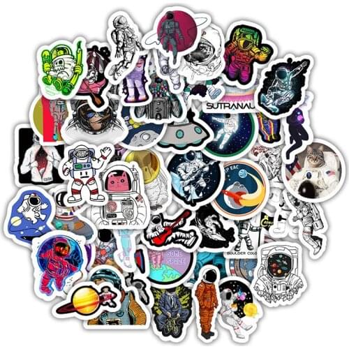 5 Sets = 250PCS Astronaut Colorful Graffiti Stickers Water Cup Computer Skateboard Stickers
