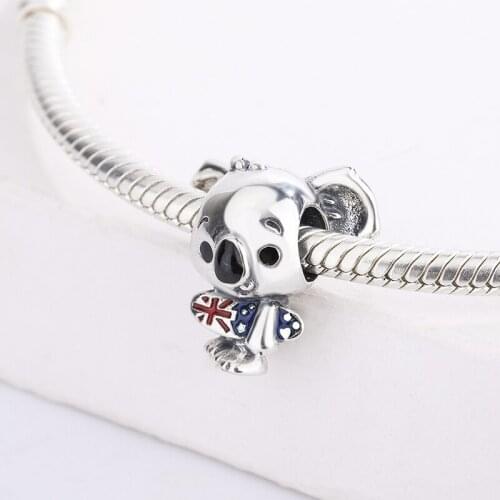 925 Sterling Silver Cute Animal Mouse Holding A Pulley Car In His Hands Pendant Charm Bracelet DIY Jewelry For Original Pandora
