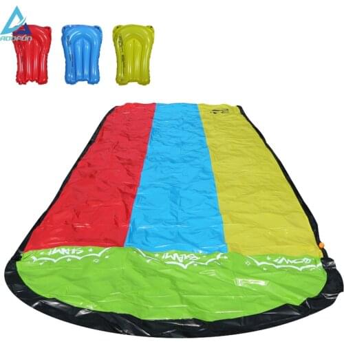 AddFun 7x16ft Triple Surf WaterSlide Outdoor Garden Backyard Fun Water Games Children Summer Lawn Slides Lanes & Sprinklers