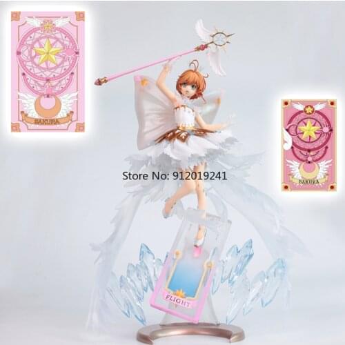 Anime Lovely Pink Card Captor Sakura Kinomoto PVC Action Figures Toys Girls PVC Figure Model Magic Wand Girls Decorations Gifts