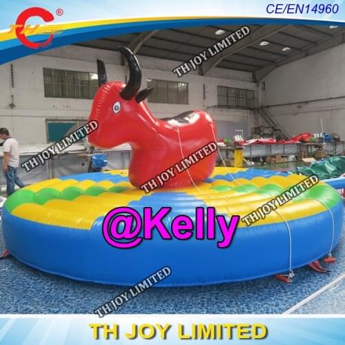 Free door shipping 5m dia inflatable manual rodeo bull ride sport game for sale, cheap inflatable bull game inflatable bull ride