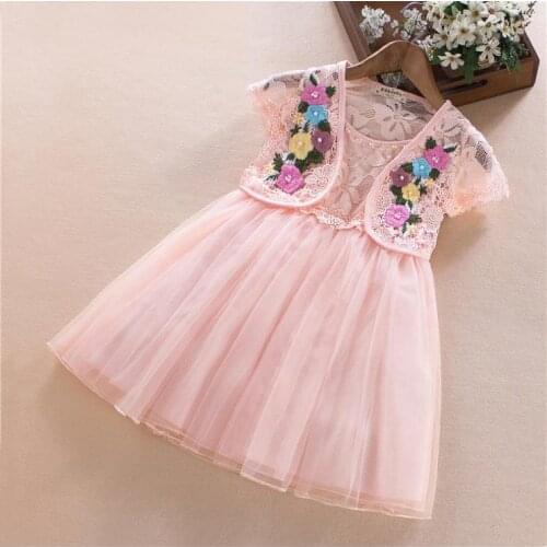 Childrens European and American wear 2021 summer new style Sleeveless fashion floral embroidery two-piece dress for baby girls