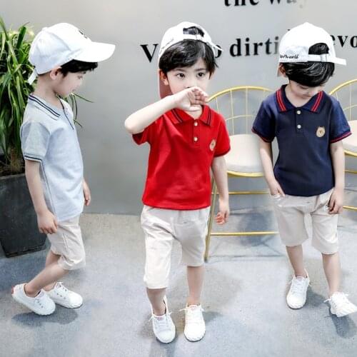 Baby Boys T-Shirt Pants Infant Outfits Sets Newborn Baby Boy Cotton Tops Tees Summer Navy Blue White Red 2pcs Toddler Suits