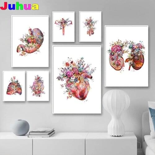 Anatomy Art Medical Floral Organs Heart Lung Diy Diamond painting full drill Diamond Embroidery Hospital Picture Education decor
