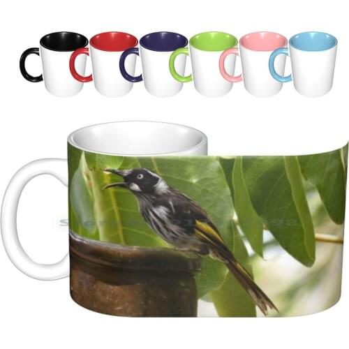 Honeyeater Ceramic Mugs Coffee Cups Milk Tea Mug Honeyeater Heat Stress Bird Australian Native Avian Creative Trending Vintage