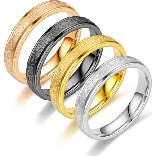 4mm Ins Hot High-Quality Scrub Stainless Steel Rings For Girl Finger Jewelry Women Fashion Jewelry Goth Drop Shipping