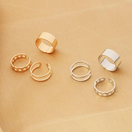 2021 Fashion Jewelry Rings Set Hot Selling Metal Alloy Hollow Round Opening Women Finger Ring For Girl Lady Party Wedding Gifts