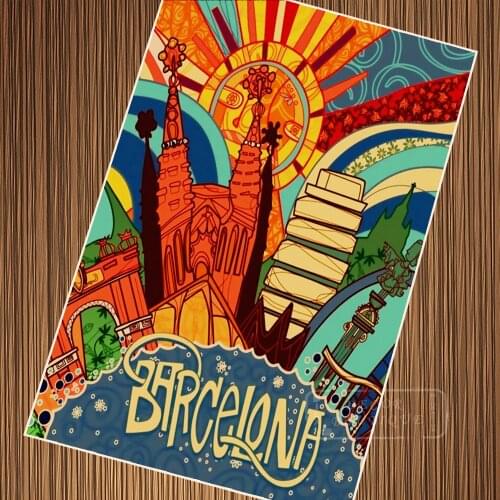 Colorful Barcelona Spain Classic Travel Tour Retro Vintage Poster Canvas Painting DIY Wall Paper Posters Home Decor Gift