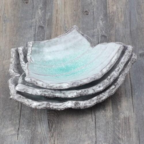 Creativity Coarse Pottery Plates Dining Table Sushi Sashimi Dishes Relief Restaurant Serving Trays Irregular Kitchen Tableware