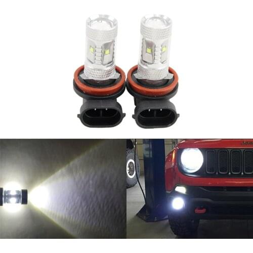 2PCs Xenon White 30W Led Bulbs For Jeep Renegade 2015-Up Fog Light Lamp W/ Projector Car-Styling Front Fog Replacement Lamp