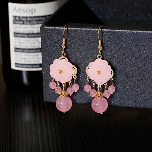 Pendant Jewelry Chinese Style Earrings For Women Ethnic Hanfu Ear Rings For Girl Retro Women’s Earring Unusual Pendientes Flower
