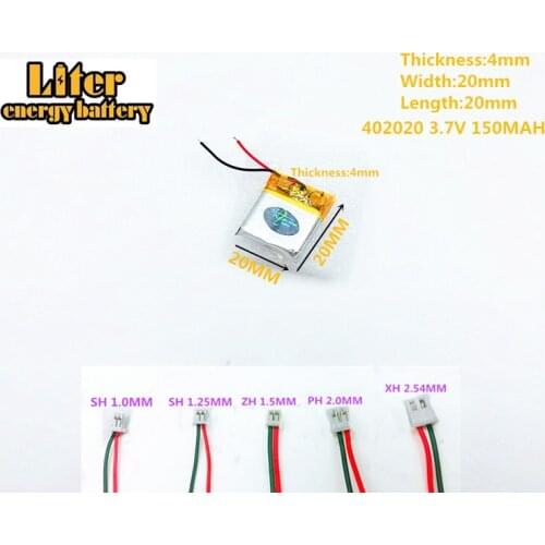 402020 3.7v 150mah rechargeable li-ion polymer Battery FOR 150MAH 3.7V 402020 PLUG GPS MP3 MP4 MP5 Lithium polymer battery