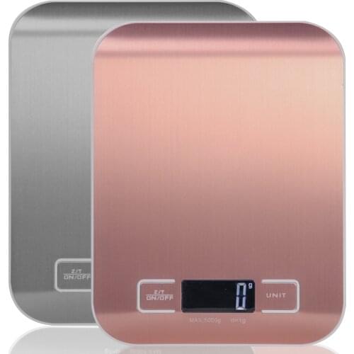 Kitchen Scale Multifunction Digital Food Scale, 11 lb 5 kg, Stainless Steel Platform with LCD Display (Rose gold/Silver)
