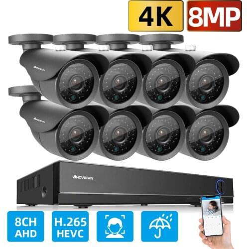 AHD DVR 8.0MP HD Outdoor Home Security Camera System H.265 4CH CCTV Video Surveillance DVR Kit 4Pcs 8Pcs AHD Bullet Camera Set