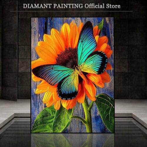 5D Diamond Painting Full Square / Round New Arrival Animal Butterfly Diamond Embroidery Sale Flower Sunflower Mosaic Craft Kit