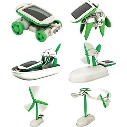 6 In 1 Solar Power Robot Kit DIY Assemble Gadget Airplane Boat Car Train Model Science Gift Toys for Boy Kids Novelty & Gag Toy