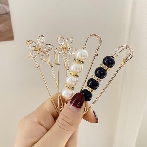 Pearl Brooch waist clip trouser waist small artifact skirt fixed clothing clip adjustable anti light buckle 4-piece set