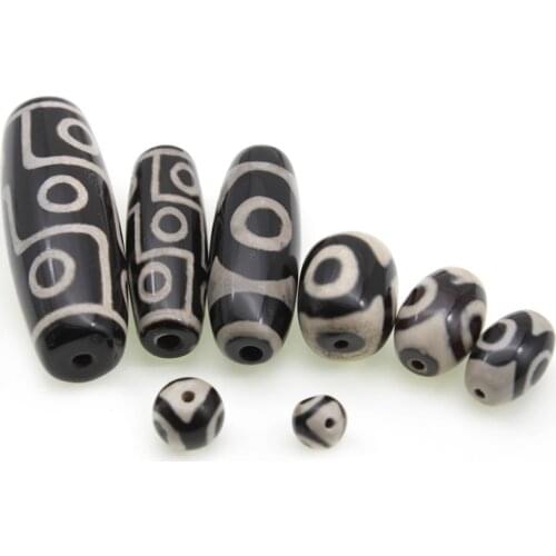 Natural Black Tibetan dzi Agates Stone Beads Buddha 9 Eyes Oval Round Spacer Loose charm Beads Bracelet for Jewelry Making diy