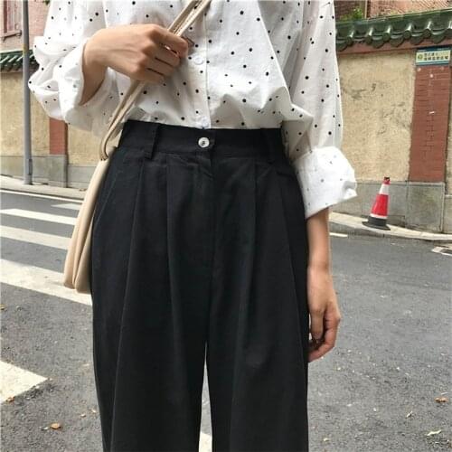 GOOHOJIO 2020 New Solid Color Fashionable High Waist Women Jeans Oversized Trousers Women Autumn Wide Leg Denim Pants for Women
