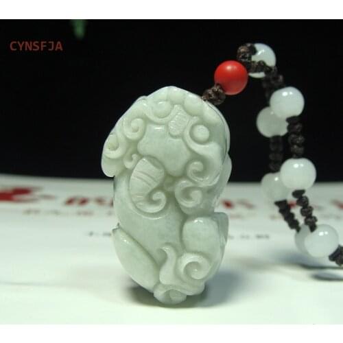 CYNSFJA Real Certified Natural Grade A Burmese Jadeite Mens Lucky Wealth Pixiu Jade Ring Hand Carved High Quality Size 20.3mm