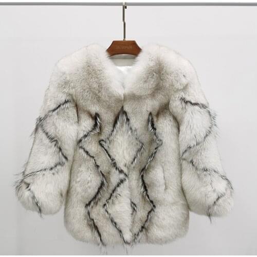 New Arrival Winter Women Fashion Water Ripple White Black Long Real Fox Fur MJF-FC-12