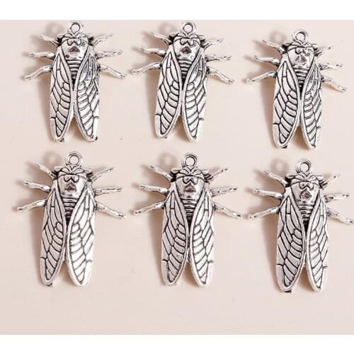 10pcs 22*27mm 3D Flying Cicada Charms for Jewelry Making Alloy Insect Charms for Necklaces Earrings Diy Making Accessories Craft