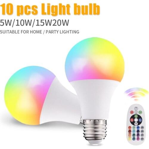 RGB E27 Smart Contro Atmosphere Lamp Led Dimmable 5W 10W 15W RGBW Led Lamp Colorful Changing Bulb Led RGBW White Decor Home