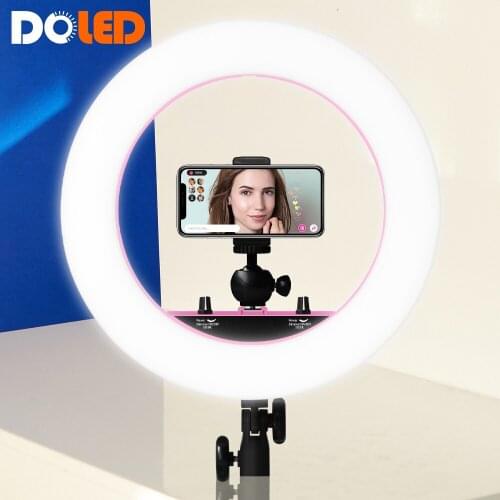 14 inch Stepless Dimmable Ring Light with Phone Holder for Photography YouTube TikTok Makeup Studio Lighting Photo Video Selfie