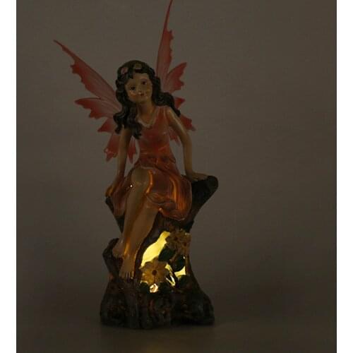 Solar Powered Fairy Statue Pond Figurine Lawn Patio Backyard Sculpture Craft